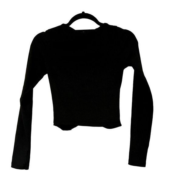 Don’t Call Me Jennyfer Womens Stretchy Black Ribbed Crop Top Size Small - Picture 3 of 6